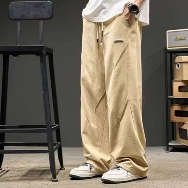 Cowpow-Mid Rise Plain Wide Leg Pants