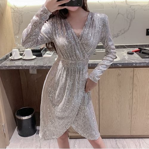 Juanita - Long-Sleeve Sequined Dress | YesStyle