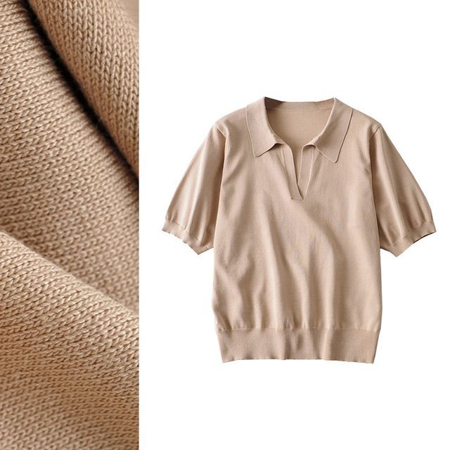 Dewewan - Short-Sleeve Open Collar Knit 