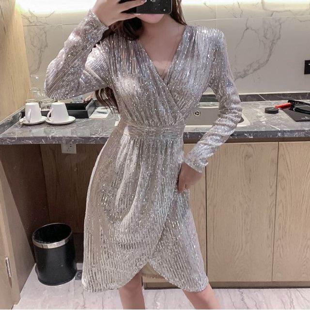 short black long sleeve dress Silvana Long Sleeve Open Back Mini Dress