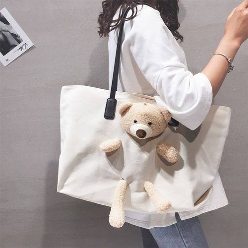 Korea ins cute bear canvas belt bag