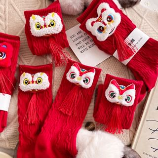 Rivara Lion Dance Tasseled Crew Socks / Set Sale