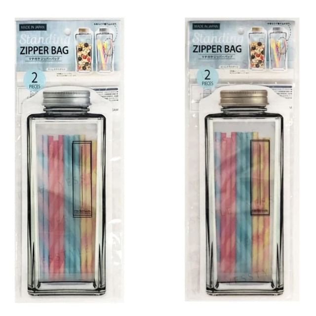 DAISO Slim Glass Bottle Gusseted Zipper Bag YesStyle