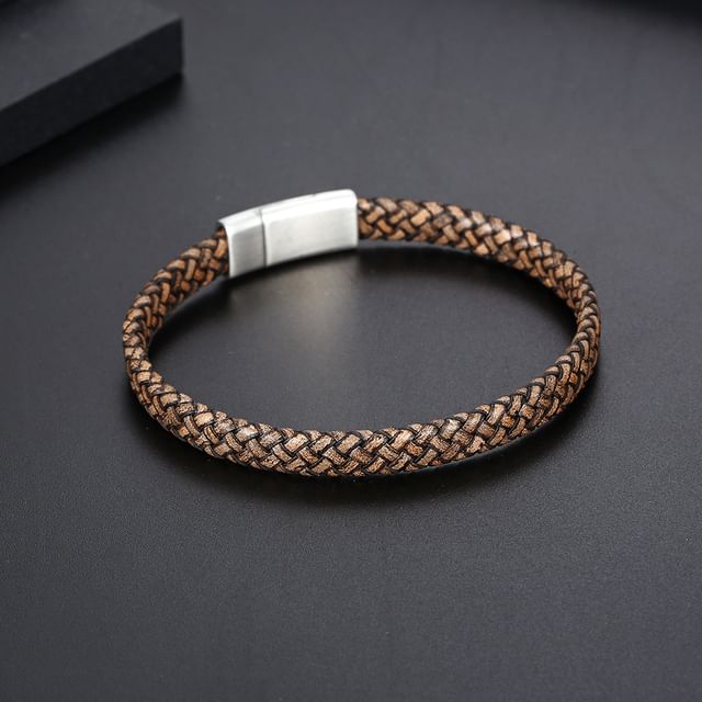 Tenri-Woven Faux Leather Bracelet
