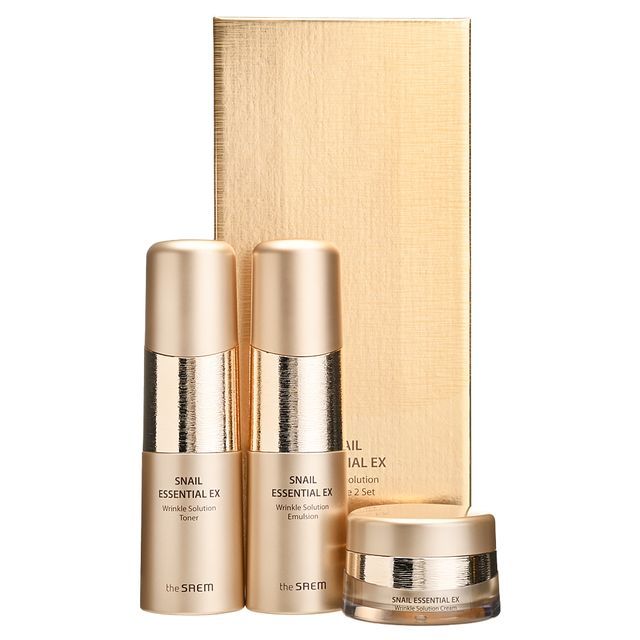 the SAEM SNAIL ESSENTIAL EX トライアルセット The Saem - Snail Essential EX Wrinkle Solution Skin Care 2 Set