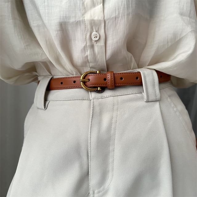 Rofuka-Faux Leather Thin Belt