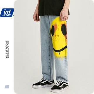 baggy jeans with smiley face