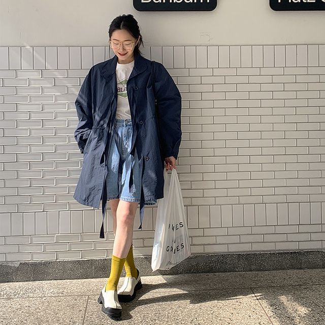 FROMBEGINNING-Tie-Front Nylon Parka