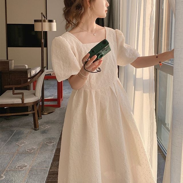 chinese dress ladies Loose Linen Square Neck Suspender Dress – PAINEVIDA main image 0