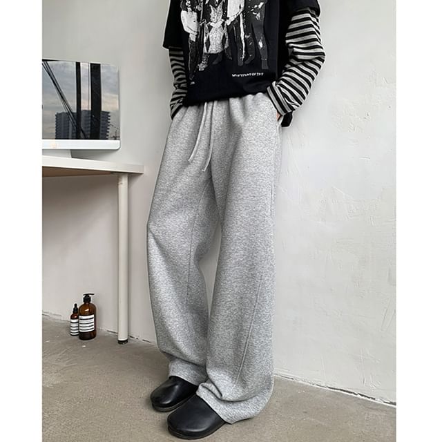 Whyessa-Pantalones deportivos anchos lisos y de cintura con cordón