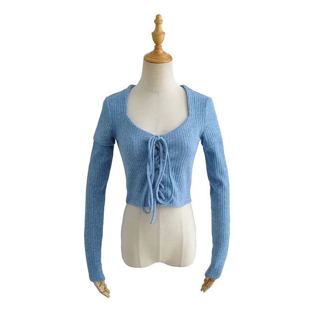 Baezon - Set: Short-Sleeve Lace-Up Crop 