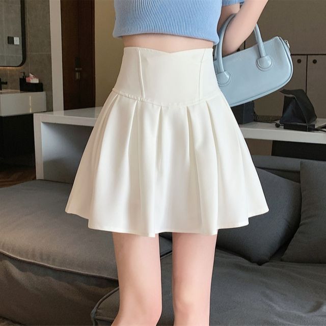 Ukiyo-High Rise Plain Mini A-Line Skirt