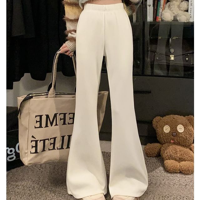 Trendycas-High Waist Plain Flared Sweatpants