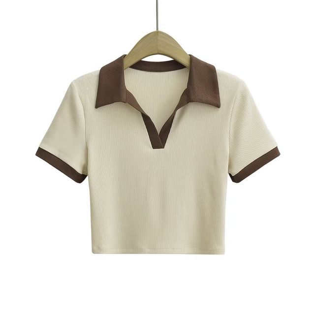 cropped polo tee for women