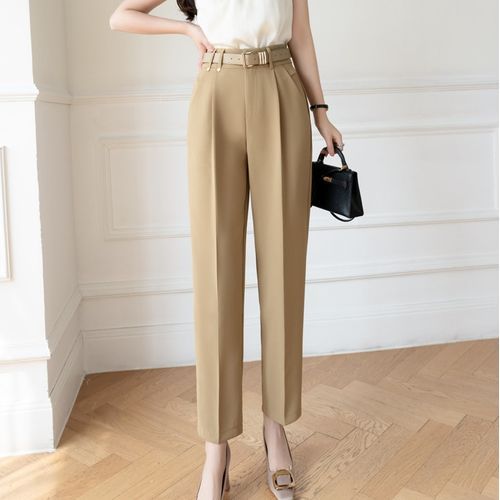 High Waisted Straight Wide Leg Beige Pants Women For Formal