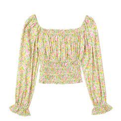JIN STUDIOS - Bell-Sleeve Floral Print Blouse JIN STUDIOS - Bell-Sleeve Floral Print Blouse