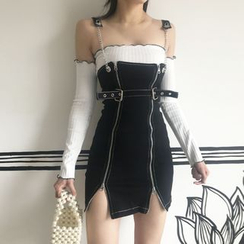 overall dress with long sleeve