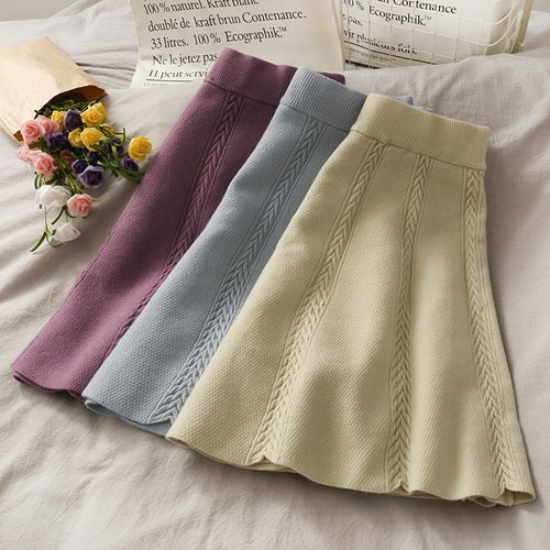 Lemongrass - Elastic-Waist Knit A-Line Skirt in 5 Colors | YesStyle