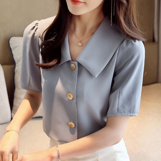 Dragan Pulse-Short-Sleeve V-Neck Blouse