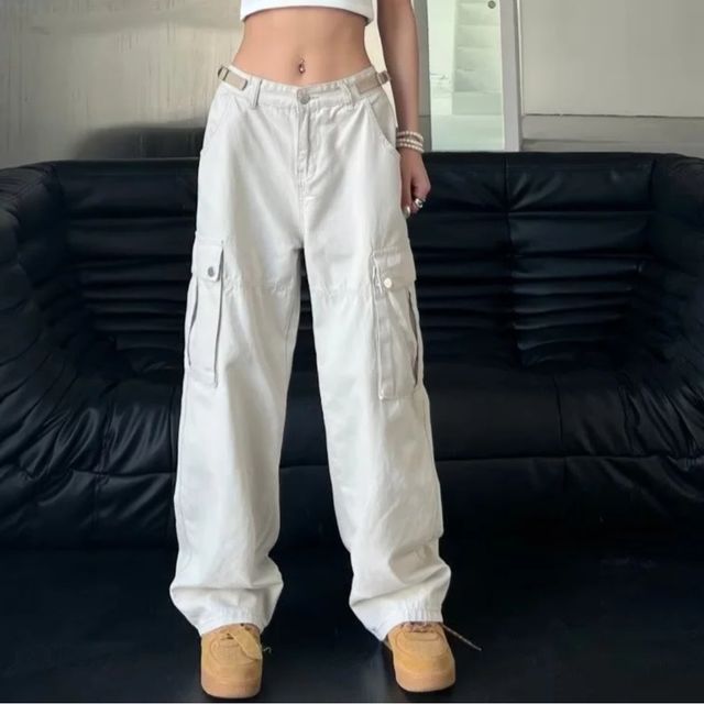 Puffie - Plain Low-Rise Cargo Pants