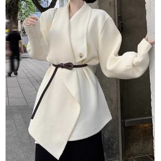Trendycas-Plain Asymmetrical Coat