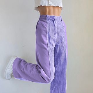 white corduroy wide leg pants