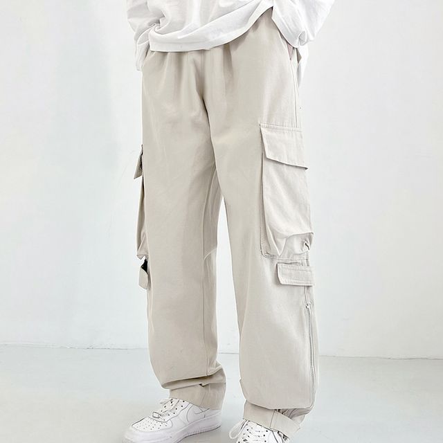 DragonRoad-Wide Leg Harem Cargo Pants
