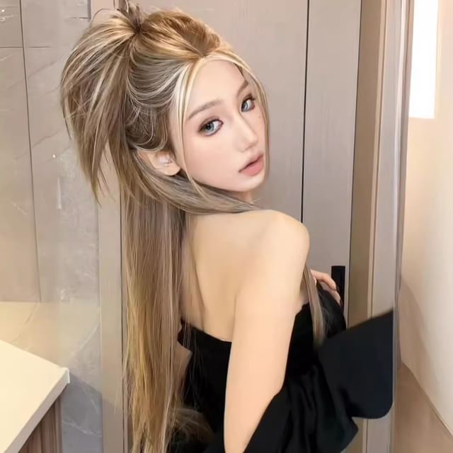 Jasmintinea-Set Long Full Wig - Straight Hair Net