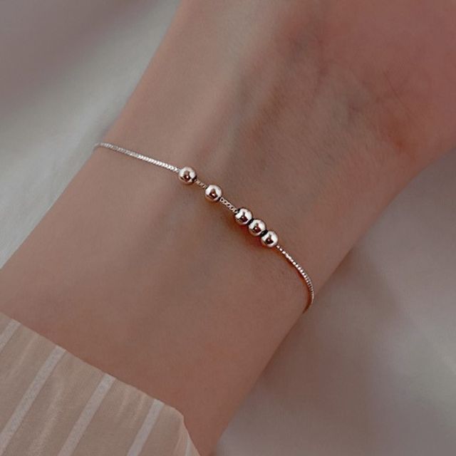 Halfla-Bead Sterling Silver Bracelet