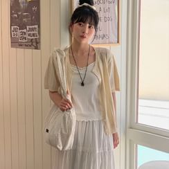 Strap-Shoulder Babydoll Blouse