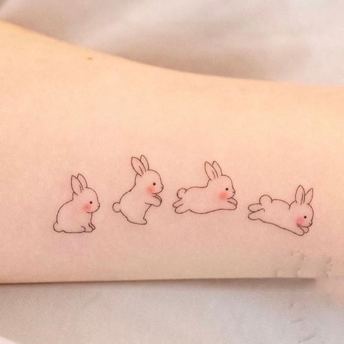 Amazon.com : Jumping Running Rabbit Temporary Tattoo Water Resistant Fake  Body Art Set Collection - Light Blue (One Sheet) : Beauty & Personal Care