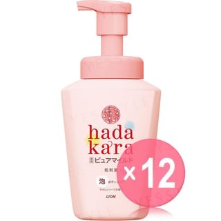 LION - hadakara Moisturizing Foam Body Wash Mild Soap (x12) (Bulk Box)