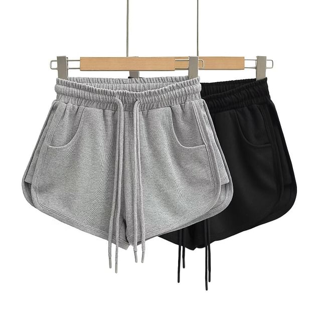 Faiar-Drawstring Waist Plain Shorts