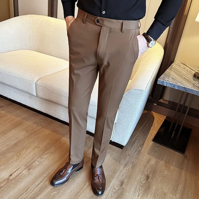 Blueforce-Mid Rise Plain Tapered Dress Pants