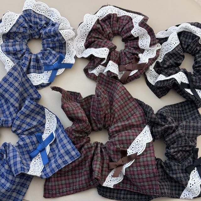 Kayochs-Plaid Hair Scrunchie