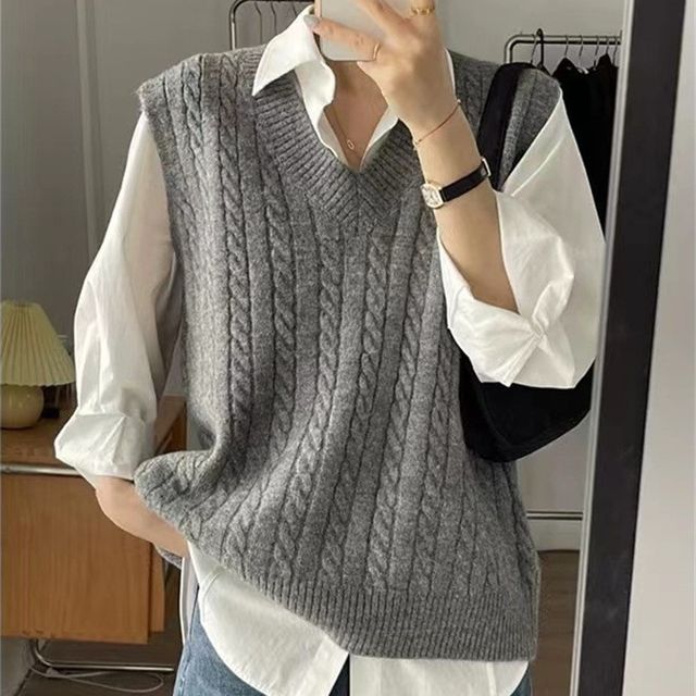 esutoreja V-neck knit vest-