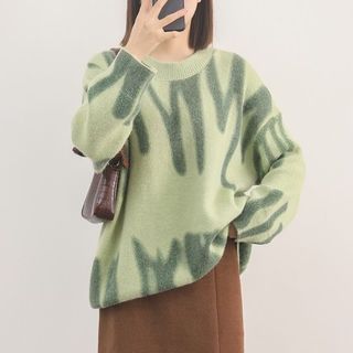 Abstract Pattern Oversized Sweater in 