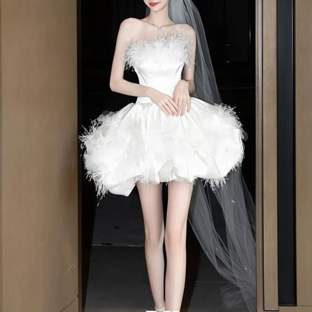 Showstopper - Strapless Plain Fluffy A-Line Party Dress | YesStyle