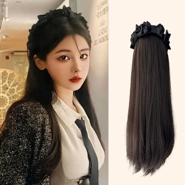 Pin Show-Headband Straight Long Half Wig