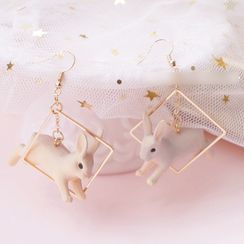 Dashiro - Rabbit Alloy Square Dangle Earring Dashiro - Rabbit Alloy Square Dangle Earring