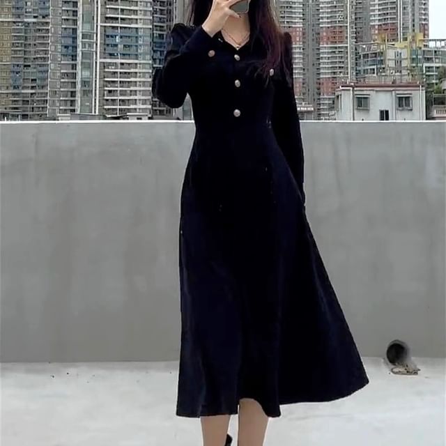 chinese dress ladies Pure Silk Midi Dresses Long Sleeve Button Down Silk Shirt Dress