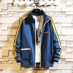 Groove Tower - Lettering Striped Zip Jacket