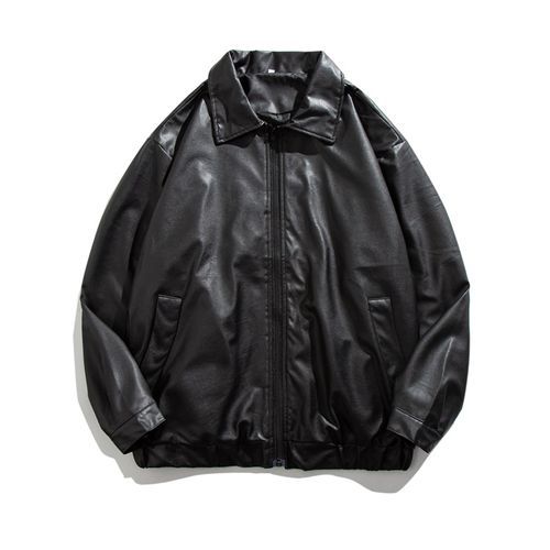 Yelmenor - Collar Plain Faux Leather Zip Jacket | YesStyle