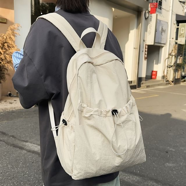 Melois-Plain Drawstring Nylon Backpack