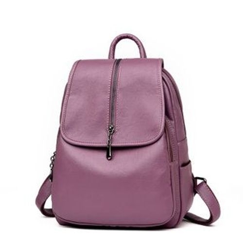 Mayanne - Genuine Leather Plain Backpack | YesStyle