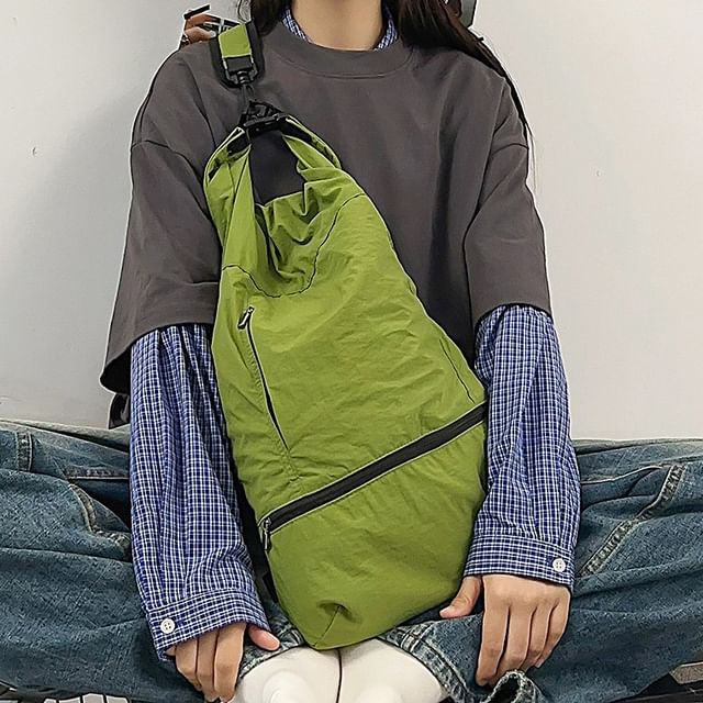 Hikuozy-Nylon Plain Sling Bag