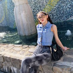 PPGIRL - Cropped Denim Vest PPGIRL - Cropped Denim Vest