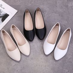 Belbie - Plain Faux Leather Flats Belbie - Plain Faux Leather Flats
