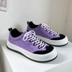 Lazi Boi - Color Block Lace-Up Sneakers Lazi Boi - Color Block Lace-Up Sneakers