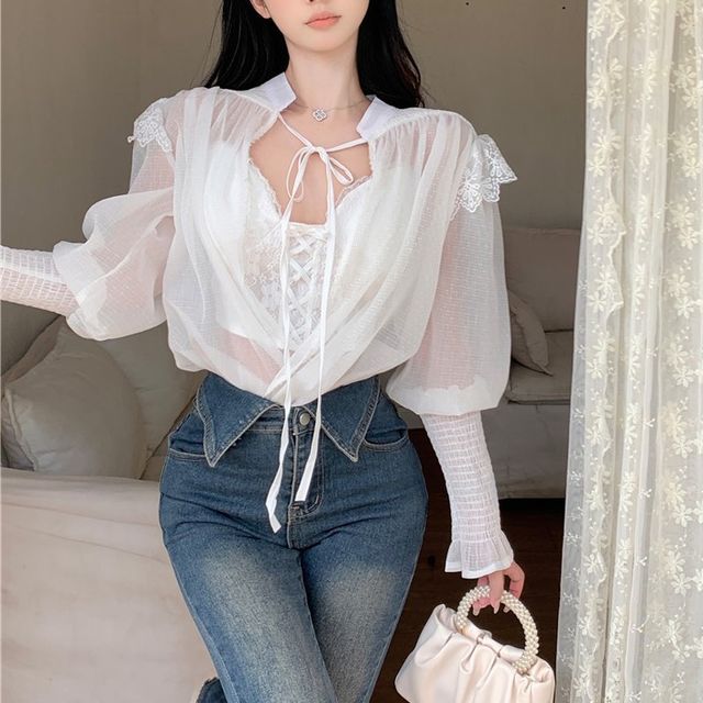 sheer blouse with camisole